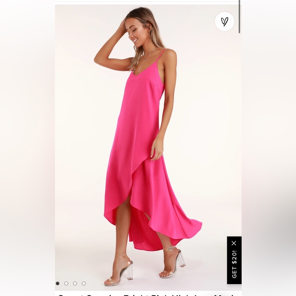 Lulus Pink Dress, Size M, High Low Maxi